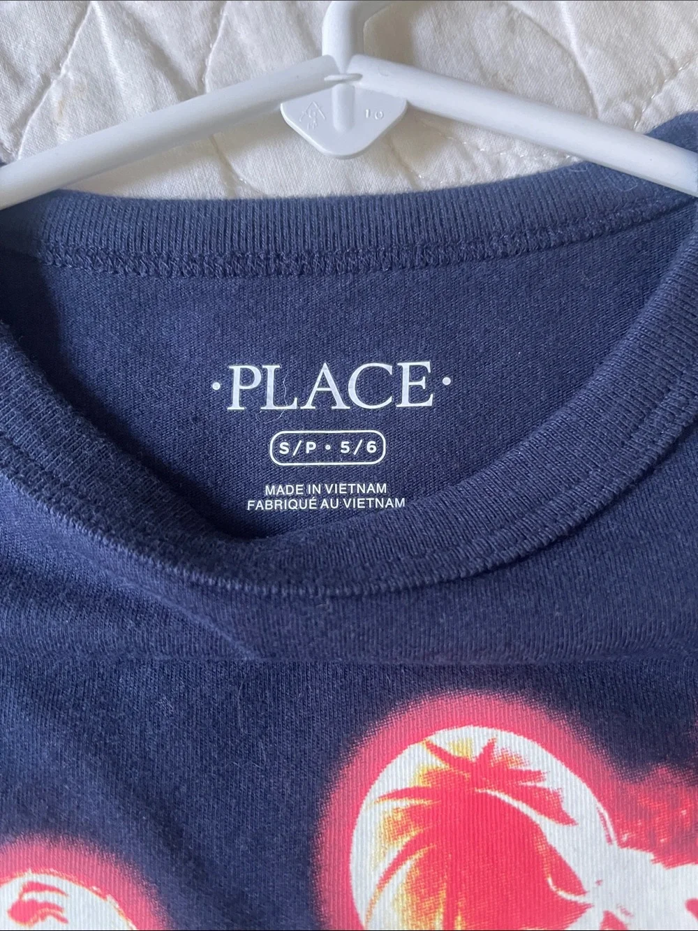 The Children's Place Navy Long-Sleeve Tee with Red-Orange Basketball Graphic